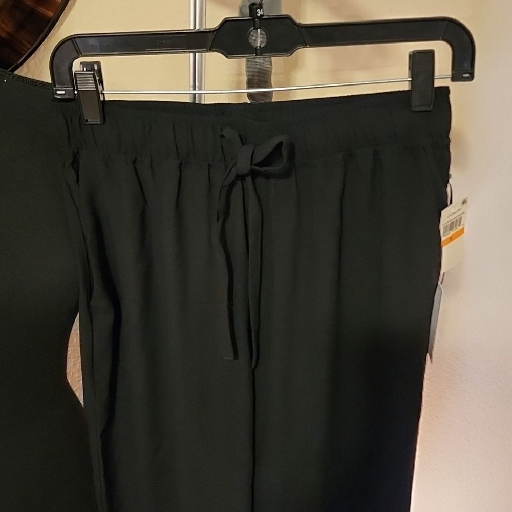 1 STATE Jogger Black Pocketed Smocked Drawstring Elastic Waist Lounge Dress - Picture 5 of 5